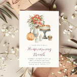 Cosy Fall Pumpkin Autumn Housewärming Brunch Brunc Einladung<br><div class="desc">Laden Sie Freunde,  Familie oder Nachbarn zu einer eleganten Herbst- oder Herbstwohnung ein,  die die Brunch-Ansammlung mit diesen wunderschönen Aquarelleinladungen ausstrahlt. Das Design zeigt Ihre hausgemachten Brunch-Details in modernen Schriften,  überragt mit einer Abbildung von Herbstdesserts,  Wildblumen,  Kerzen und einem Kürbis.</div>