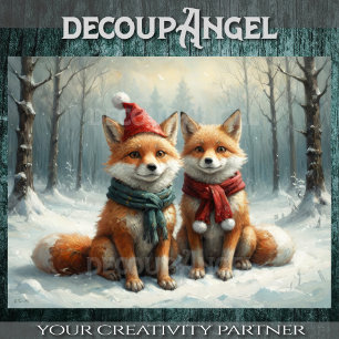 Cosy Fox Couple - Decoupage - Seidenpapier
