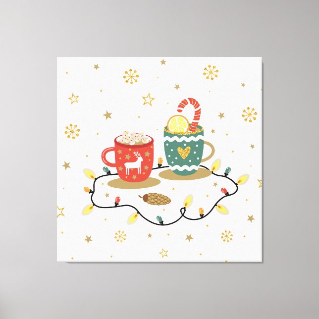 Cosy Gold Weihnachtskaffee Cococoa Leinwanddruck (Vorderseite)