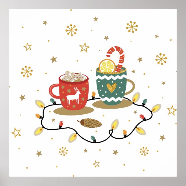 Cosy Gold Weihnachtskaffee Cococoa Poster (Vorne)
