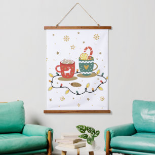 Cosy Gold Weihnachtskaffee Cococoa Wandteppich Mit Holzrahmen