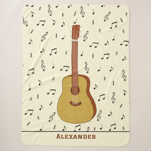 Cosy Guitarrist Musiknote Design Sherpadecke (Vorderseite)
