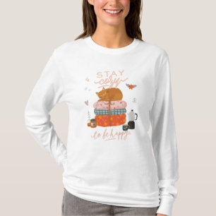 Cosy Herbst Herbstkatze bleibe T-Shirt