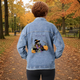 Cosy Hexe Vibes Halloween Pumpkins Lila Jeansjacke