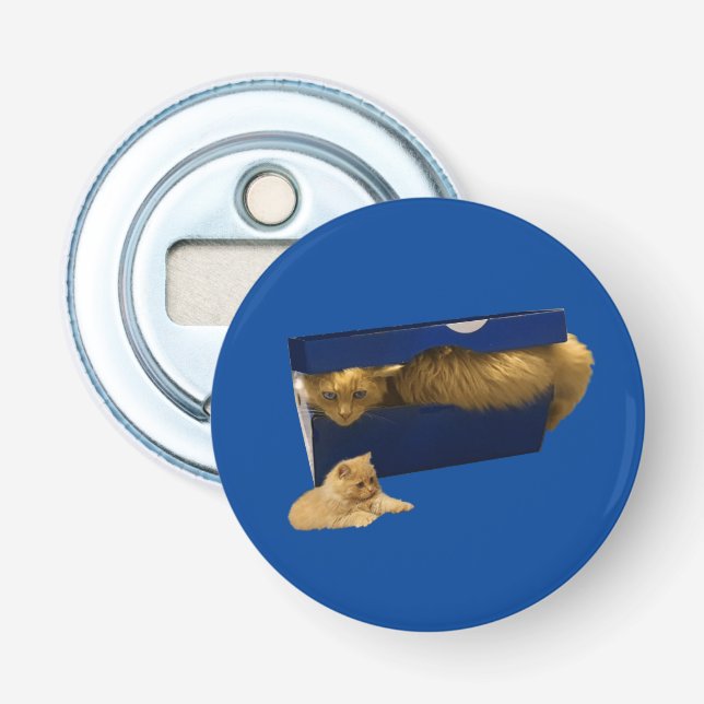 "Cosy Hideaway: The Ginger Cat in the Showbox" Flaschenöffner (Vorderseite)