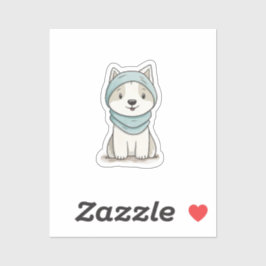 Cosy Husky Illustration - kundenspezifisch geschni Aufkleber