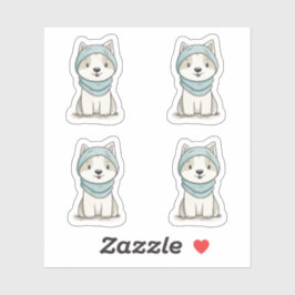 Cosy Husky Illustration - kundenspezifisch geschni Aufkleber