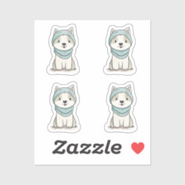 Cosy Husky Illustration - kundenspezifisch geschni Aufkleber