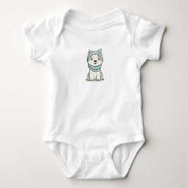 Cosy Husky Illustration - kundenspezifisch geschni Baby Strampler