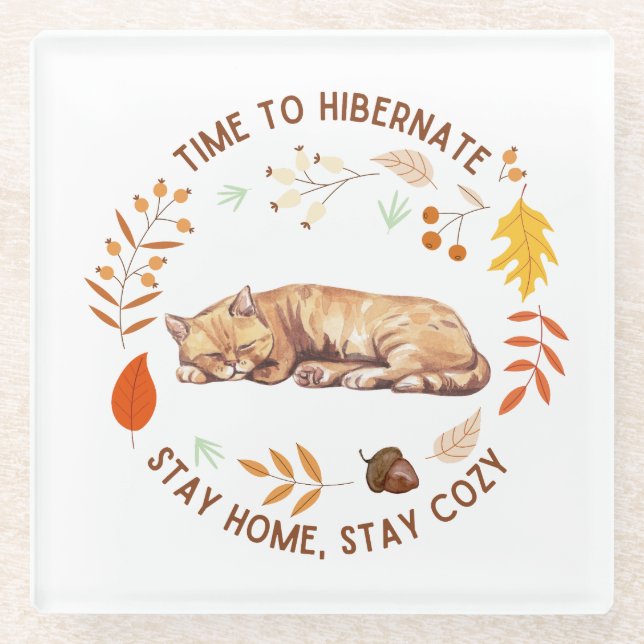 Cosy Kitty Fall Erntedank Glass Untersetzer (Vorderseite)