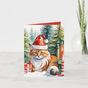 Cosy Maine Coon Weihnachtsschneeszene Weihnachtska Feiertagskarte