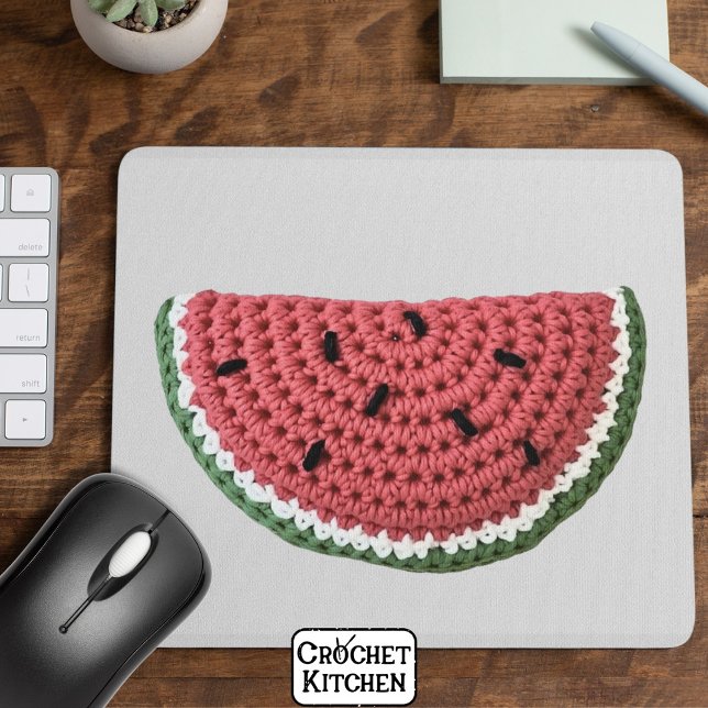 Cosy Minimal Oma Vibe Crochet Watermelon Mousepad (Von Creator hochgeladen)