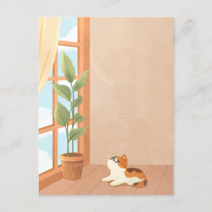 Cosy minimalistisch Katzenkatze Zuhause Postkarte