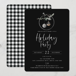 Cosy Nature Wreath Black Holiday Party Einladung