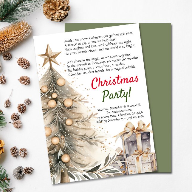 Cosy Noël fêté arbre Noël | Poem Invitation (Elevate your upcoming event with this cozy Christmas invitation and heartwarming poem!)