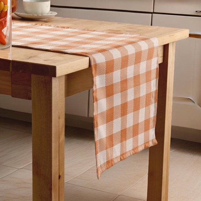 Cosy Orange Gingham Herbst Herbst Kurzer Tischläufer (Von Creator hochgeladen)