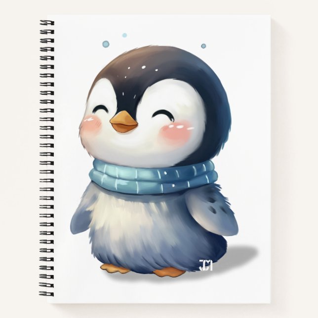 Cosy Penguin - Niedliche Digital Art - Spiralnoteb Notizbuch (Vorderseite)