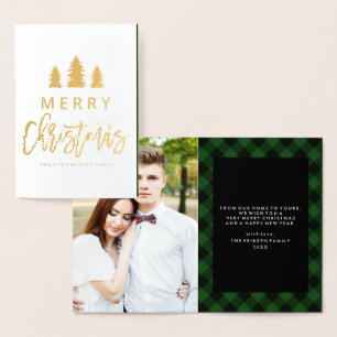 Cosy Plaid en vert   Foil Carte photo