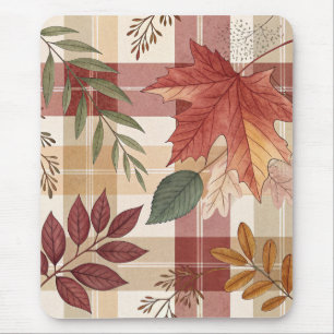 Cosy Plaid & Feuille Automne   Tapis de souris
