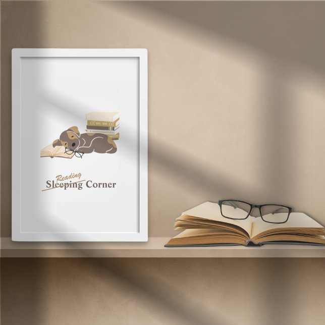 Cosy Reading Nook Animal Theme Poster du livre (Reading Collection Photo Print Dog)