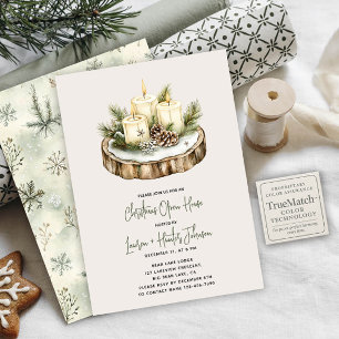 Cosy rustic Candle Christmas Open House Party Einladung