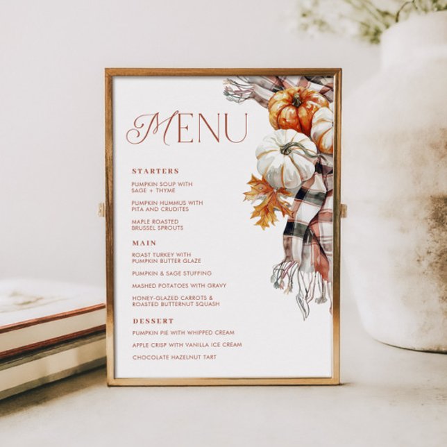 Cosy Rustic Fall 12x18 Dinner Menu Einladung (Cozy Rustic Fall 5x7 Dinner Menu Invitation
)
