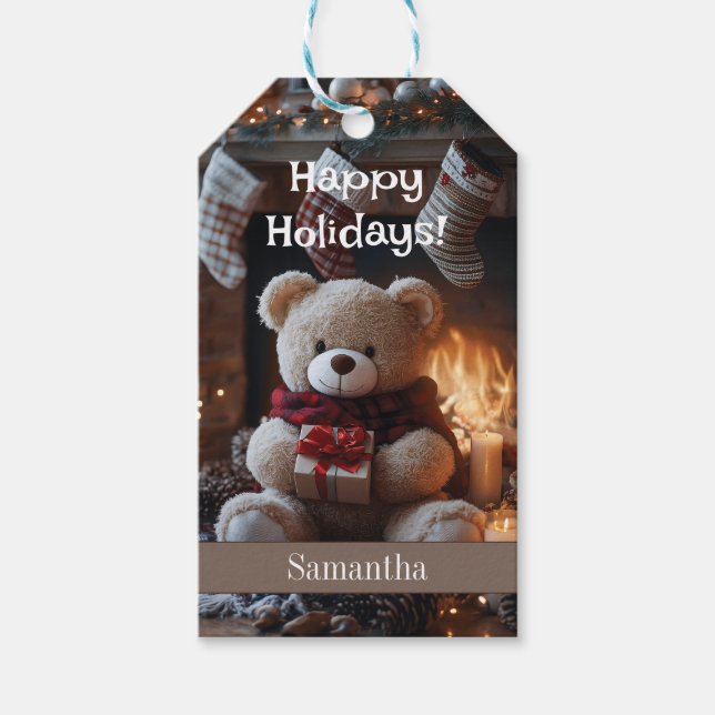 Cosy Teddy Bear Holiday Design Geschenkanhänger (Vorderseite)
