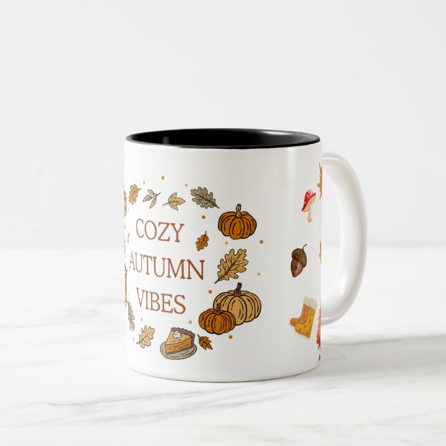 Cosy Vibes d'automne Mug - Fall Leaves Coffee Cup  (Devant droit)