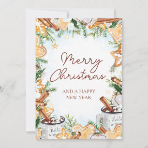 Cosy Watercolor Weihnachtskarte Feiertagskarte