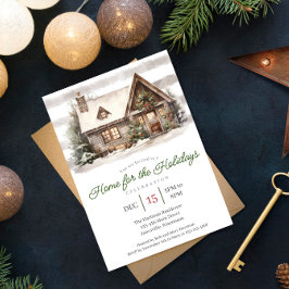 Cosy Watercolor Zuhause für das Holidays Party Feiertagskarte