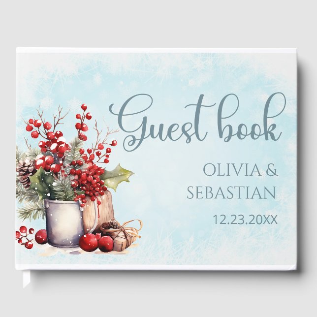 Cosy Winter Rowan Beerenbouquet Wedding Gästebuch (Vorderseite)