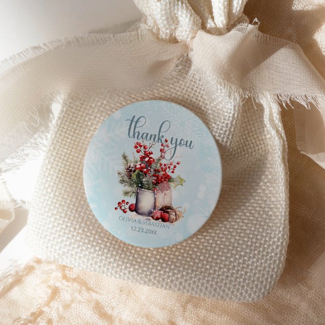 Cosy Winter Rowan Beerenbouquet Wedding Runder Aufkleber (Von Creator hochgeladen)