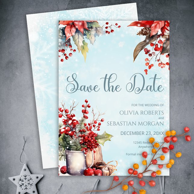 Cosy Winter Rowan Beerenbouquet Wedding Save The Date (Von Creator hochgeladen)