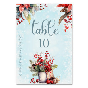 Cosy Winter Rowan Beerenbouquet Wedding Tischnummer