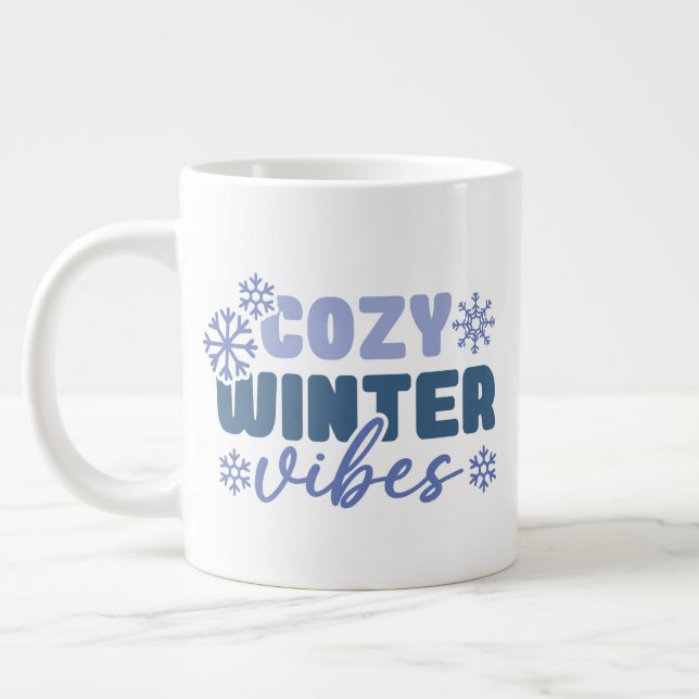 Cosy Winter Vibes - Snowflake Typografie Jumbo-Tasse (Links)