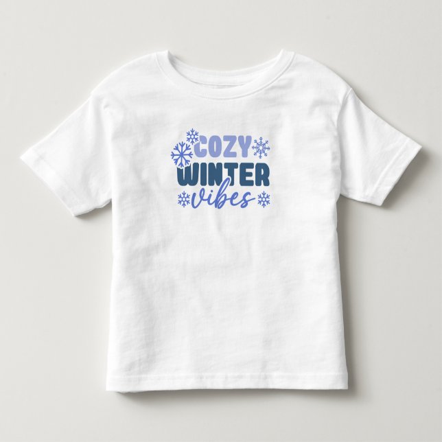 Cosy Winter Vibes - Snowflake Typografie Kleinkind T-shirt (Vorderseite)
