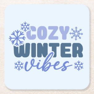 Cosy Winter Vibes - Snowflake Typografie Rechteckiger Pappuntersetzer