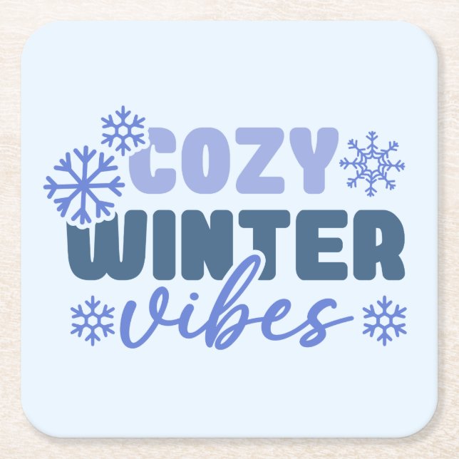 Cosy Winter Vibes - Snowflake Typografie Rechteckiger Pappuntersetzer (Vorderseite)