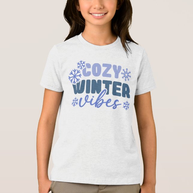 Cosy Winter Vibes - Snowflake Typografie Tri-Blend Shirt (Vorderseite)