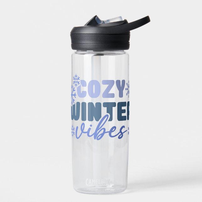 Cosy Winter Vibes - Snowflake Typografie Trinkflasche (Links)
