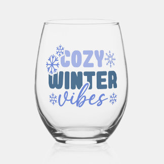 Cosy Winter Vibes - Snowflake Typografie Weinglas Ohne Stiel