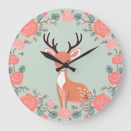 Cosy Woodland Friends Deer Große Wanduhr