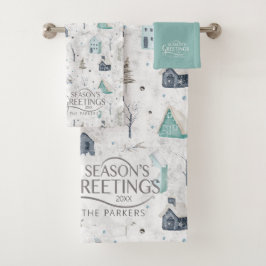 Cosy Zuhause Christmas Aquamarin ID985 Badhandtuch Set