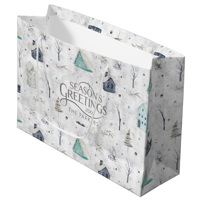 Cosy Zuhause Christmas Aquamarin ID985 Große Geschenktüte (Vorderseite Schrägansicht)