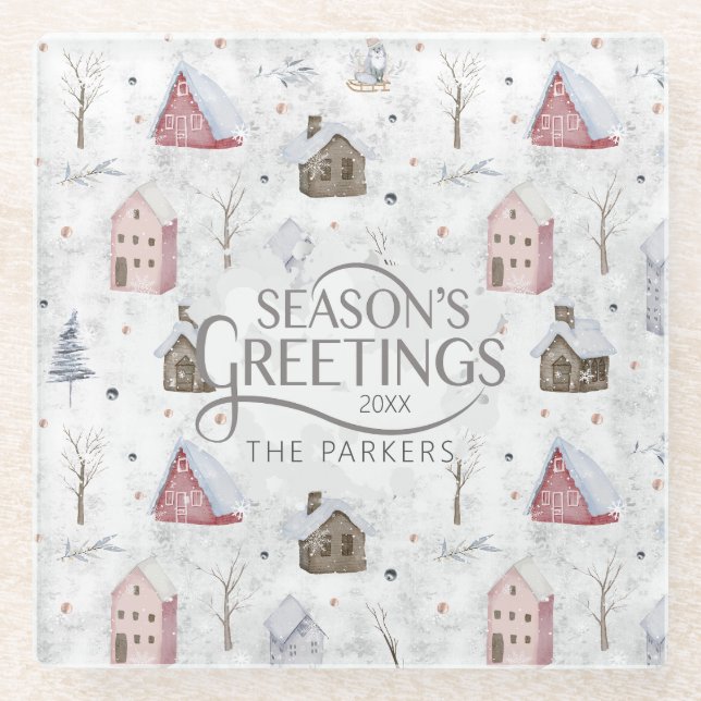 Cosy Zuhause Christmas Pink ID985 Glasuntersetzer (Vorderseite)
