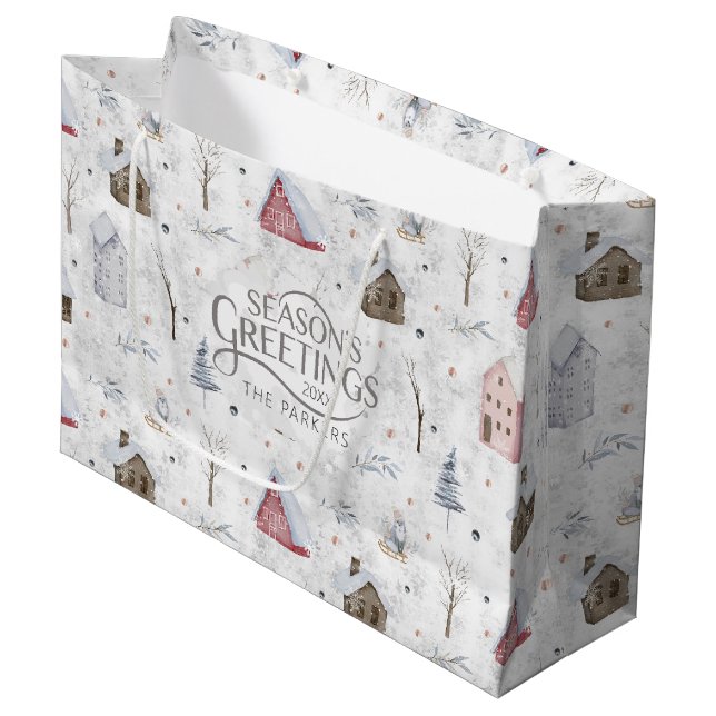 Cosy Zuhause Christmas Pink ID985 Große Geschenktüte (Vorderseite Schrägansicht)
