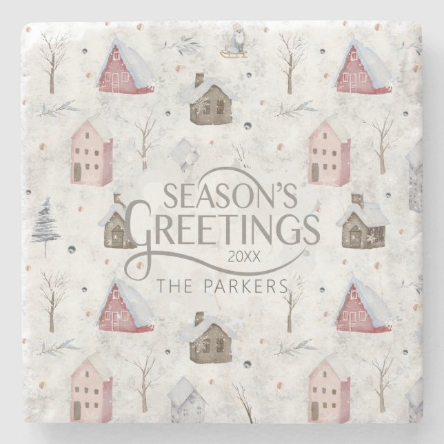 Cosy Zuhause Christmas Pink ID985 Steinuntersetzer (Vorderseite)