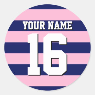 Cot Candy Pink Navy Blue Team Jersey Preppy Strip Runder Aufkleber