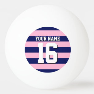 Cot Candy Pink Navy Blue Team Jersey Preppy Strip Tischtennisball