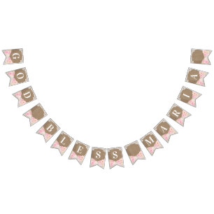 Cotagecore Rosa Bläserne Rustikale Gott segne Tauf Wimpelkette